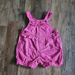 Carhartt Pink Canvas Bubble Shortalls Heart Snaps Workwear Infant Baby 12M